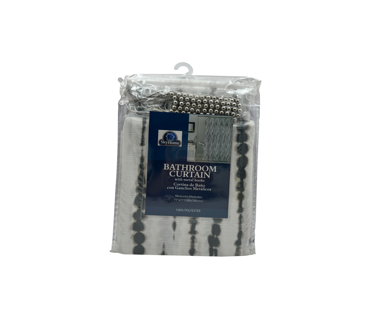 Cortina de baño c/ ganchos metálicos 180x180100% polietileno estampado Sky Home