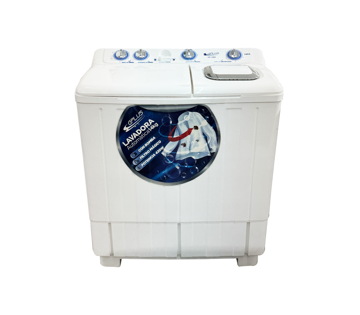 Lavadora doble tina 14kg con bomba GP-140S Blanca Gplus