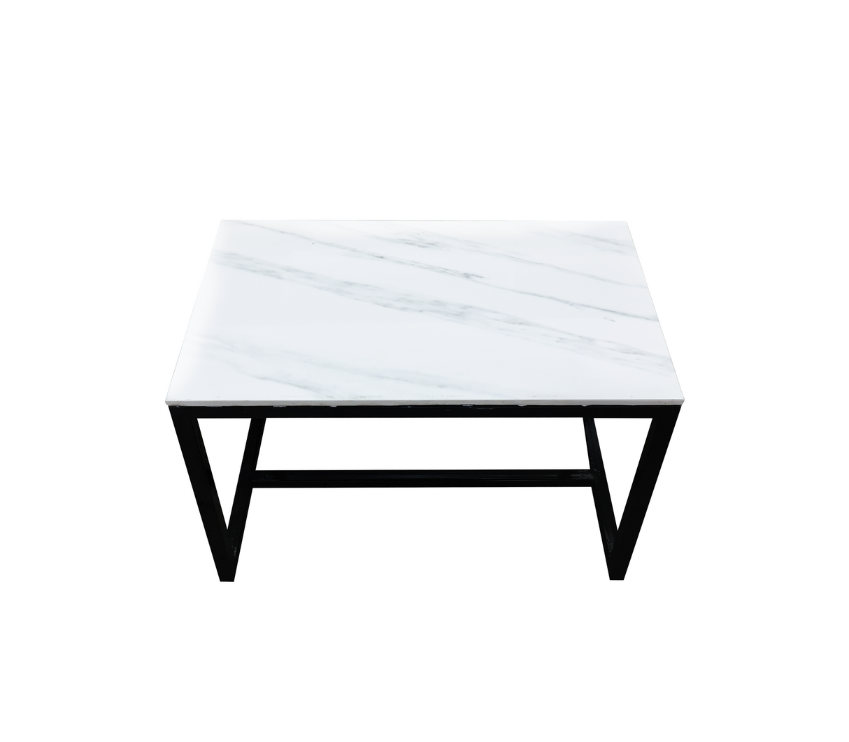 Mesa de centro 39x67cm en base de metal c/tope de mármol grande claro Powerfik