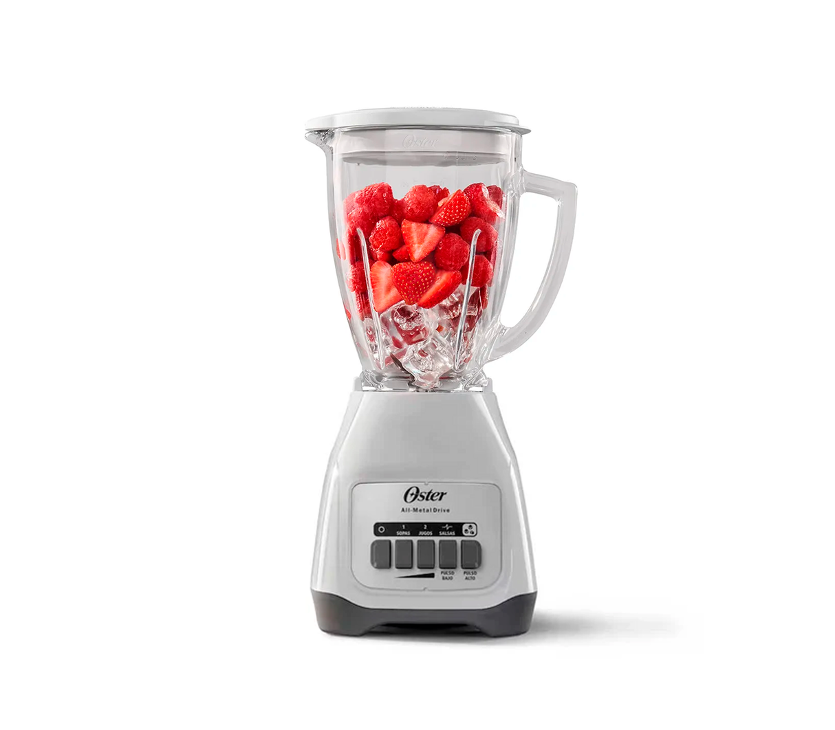 Licuadora 2 velocidades vaso de vidrio 1.5 litros 550W con botones blanca Oster