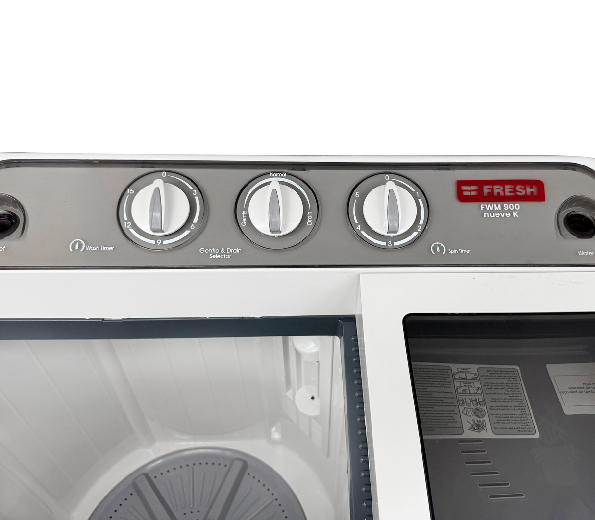 Lavadora doble tina 9 kilos T/Transparente Gris FWM900 Fresh