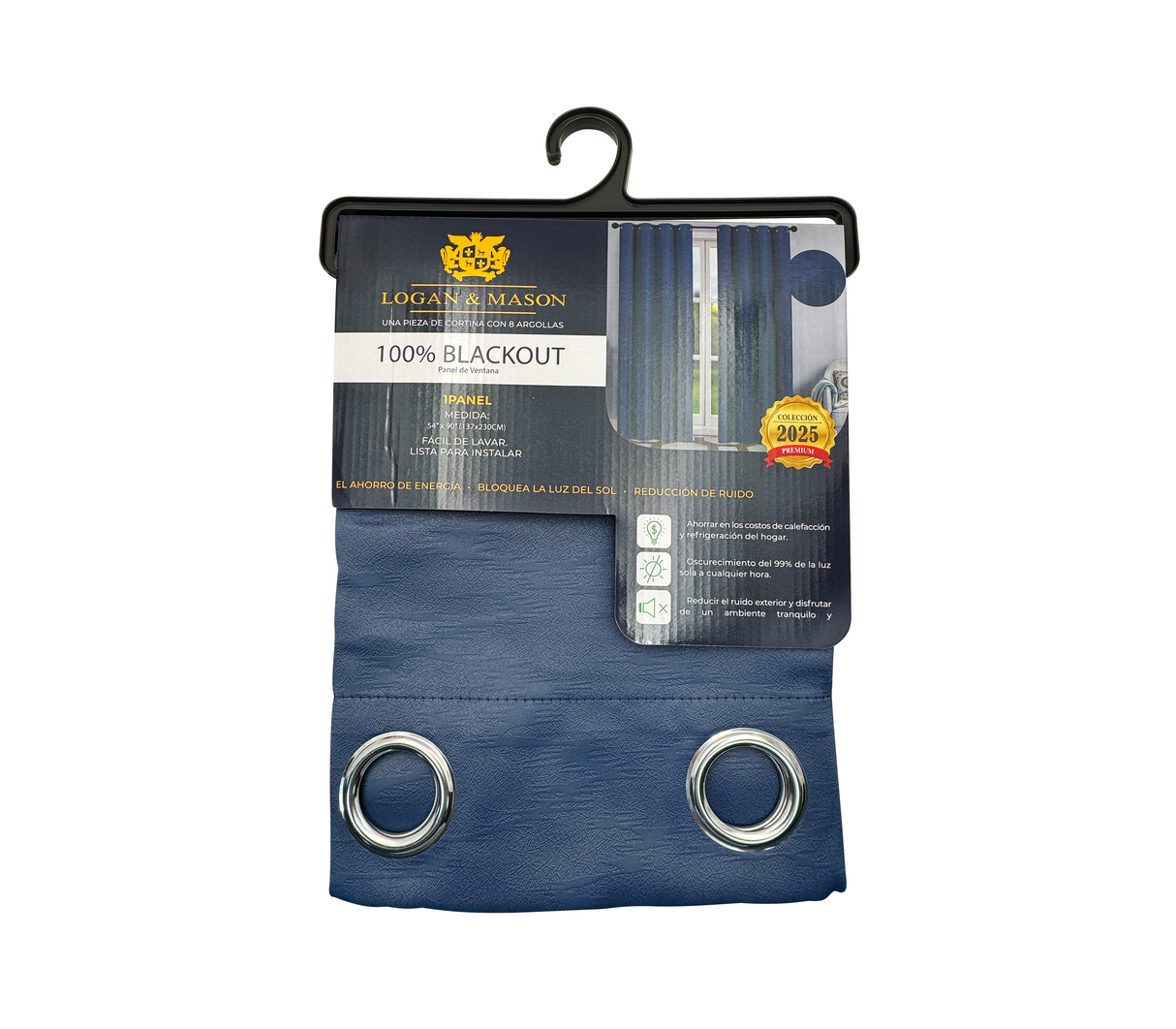 Cortina de Ventana C/Aros 100% Blackout Logan & Mason