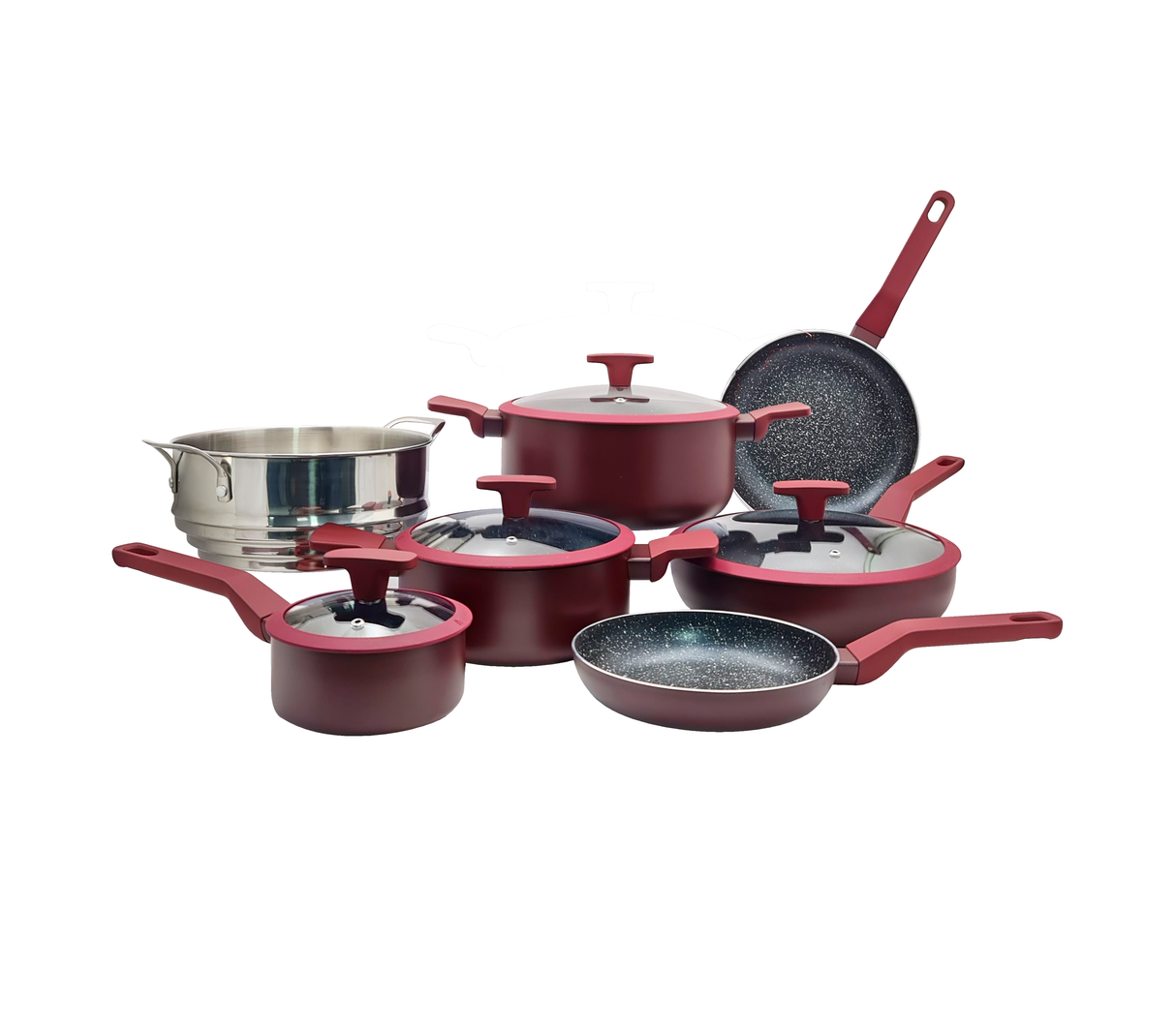 Juego de ollas 11 piezas aluminio Supra vinotinto Mageflon