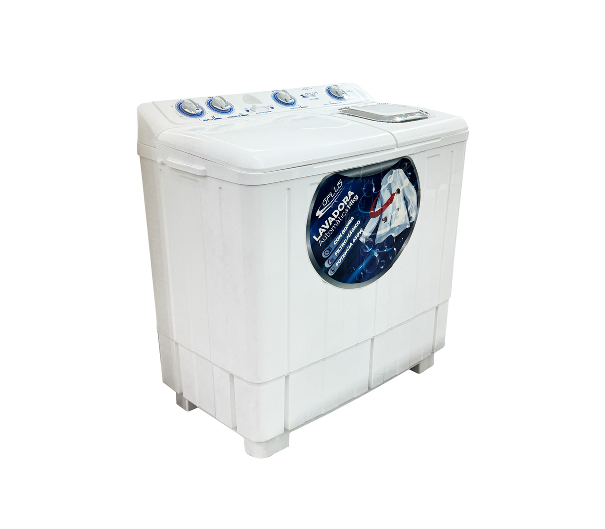 Lavadora doble tina 14kg con bomba GP-140S Blanca Gplus