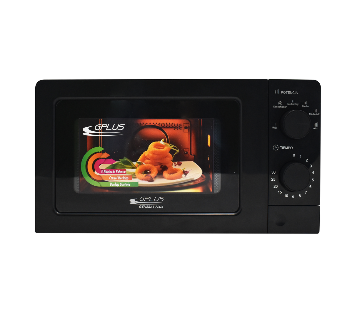 Horno microondas 0.7c/perilla negro 20 litros Gplus