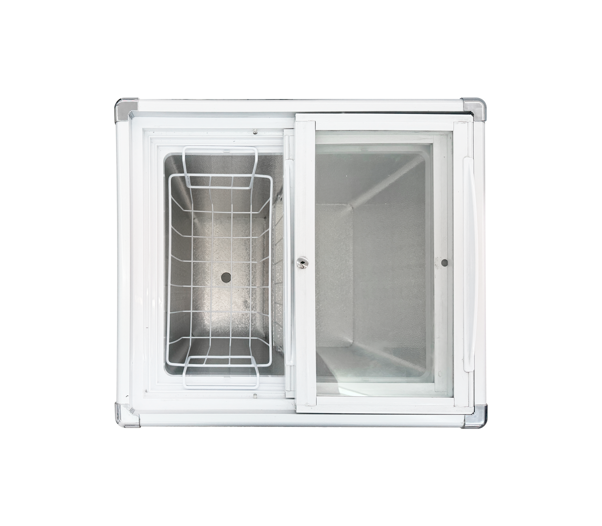 Congelador exhibidor horizontal puerta corrediza blanco 100 litros Powerfik