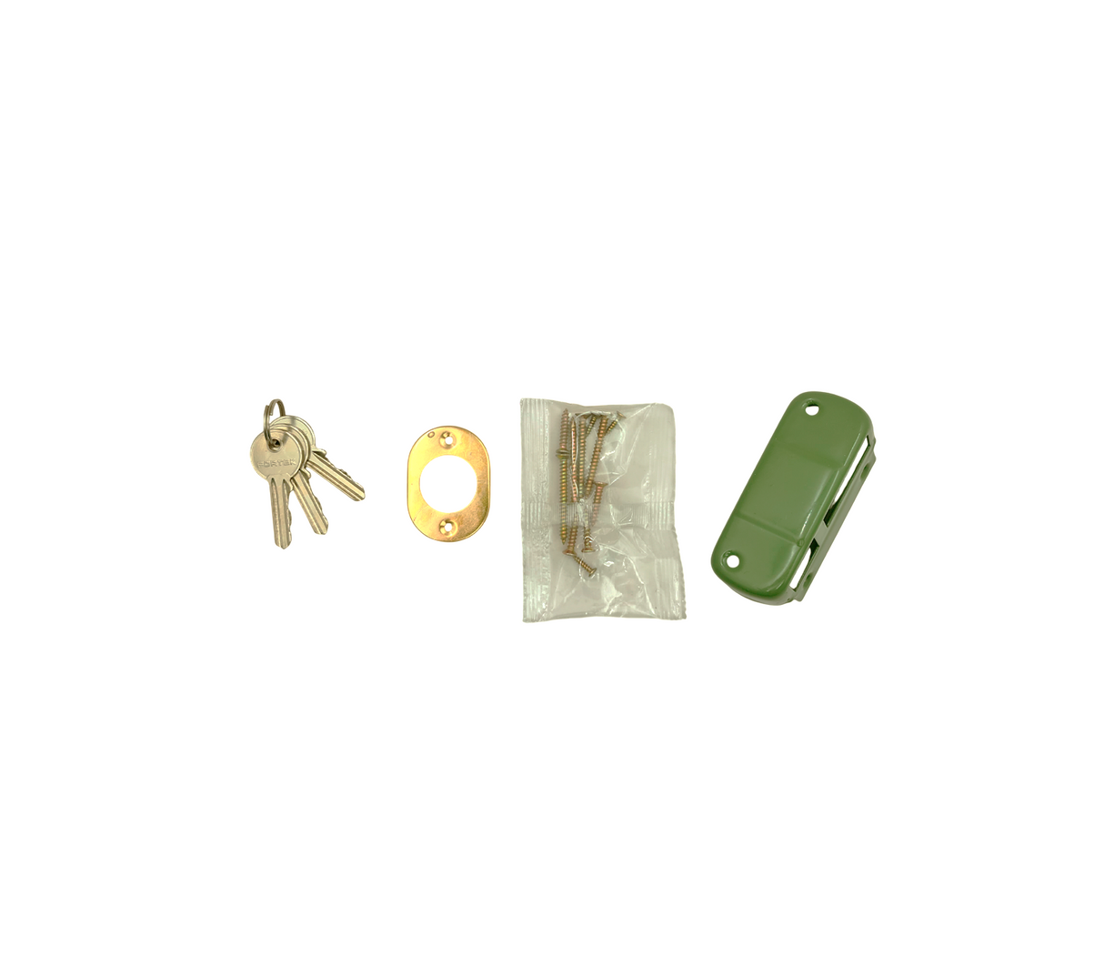 Cerradura de sobreponer izq. Verde caja Fortek