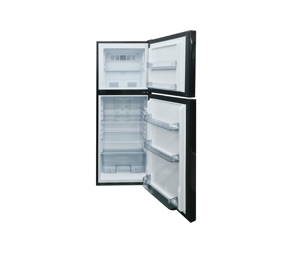 Nevera Top Mount sin escarcha 230 litros vidrio negro Sj Electronics