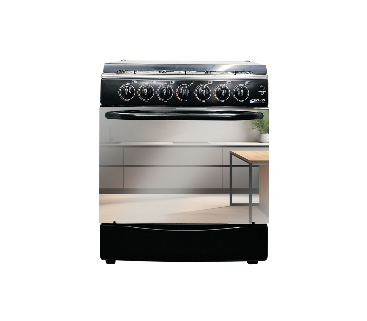 Cocina a gas 6 hornillas 30" Encendido automático negro Gplus