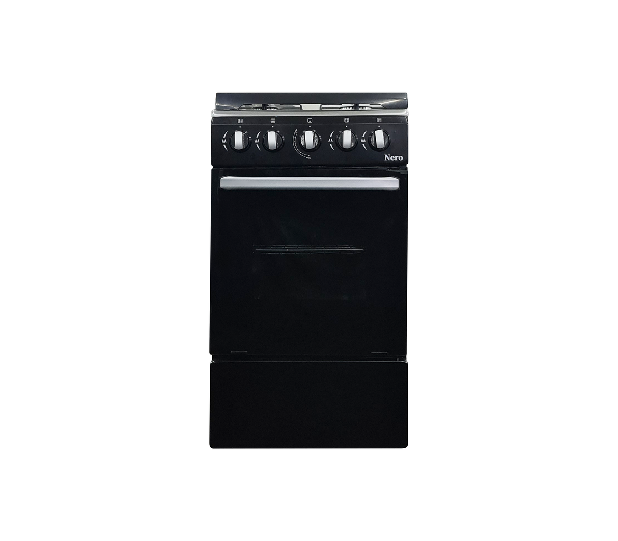 Cocina a gas 20" de piso 4 hornillas c/horno negro Nero