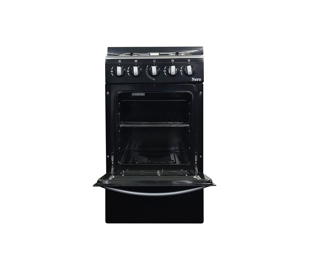 Cocina a gas 20" de piso 4h c/horno negro Nero