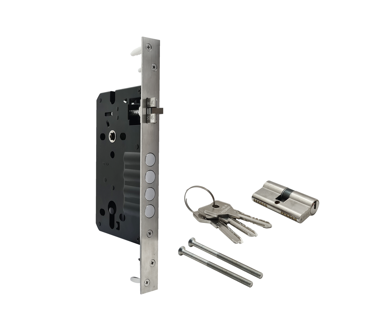 Cerradura de embutir 4x3 60mm + cilindro 60 m6 protec caja Cisa