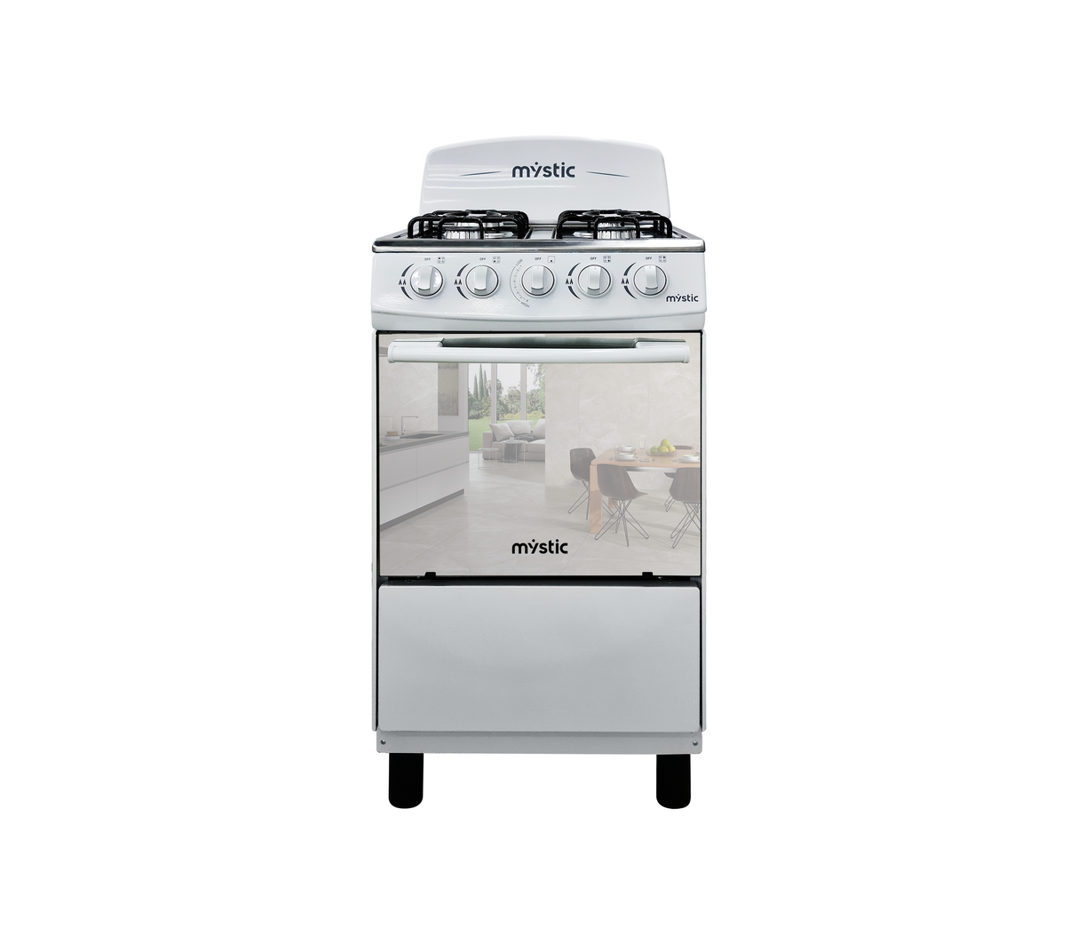 Cocina a gas agata 4 hornillas (20") blanca Mystic