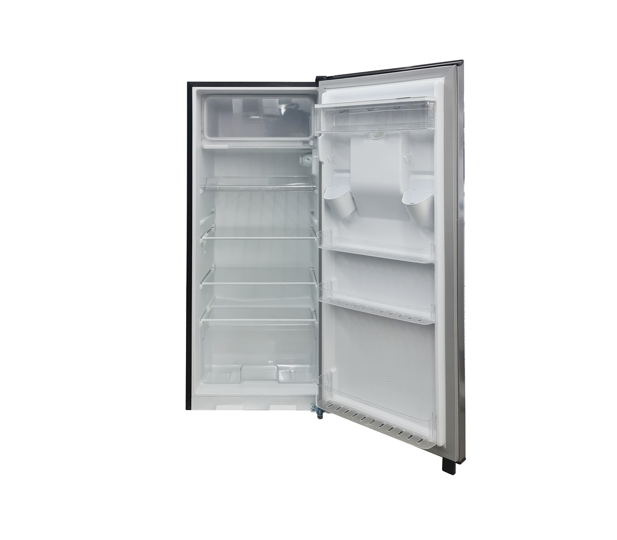 Nevera Single Door 6.6 pies con escarcha y dispensador gris Frigilux