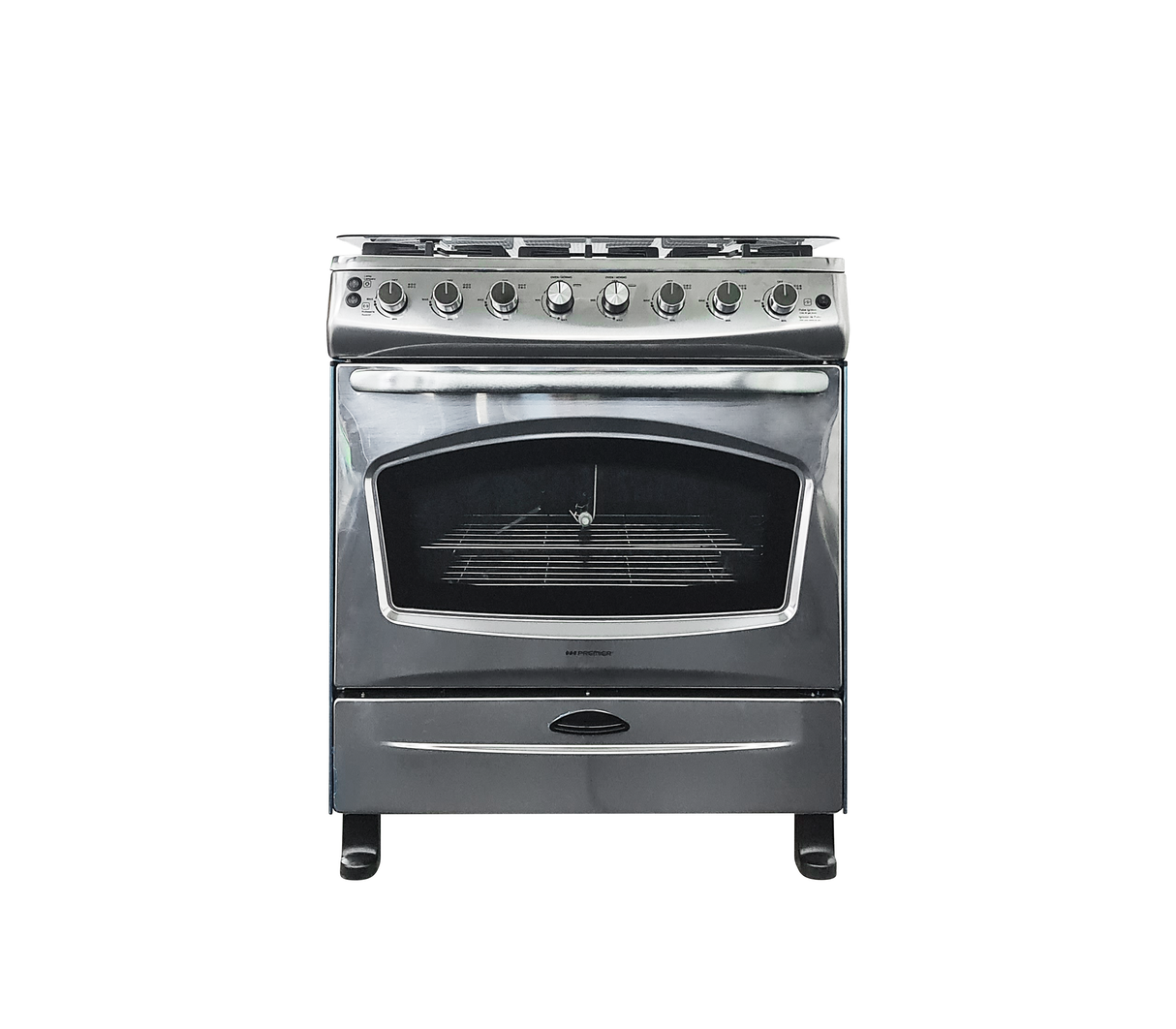 Cocina a gas 30" de piso 6 hornillas c/horno acero inox Premier