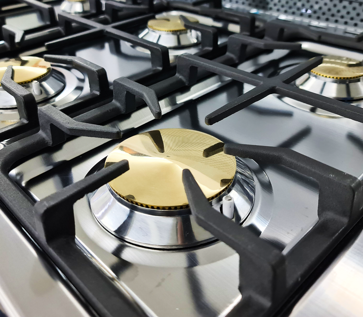Cocina a gas 30" de piso 6 hornillas c/horno acero inox Premier
