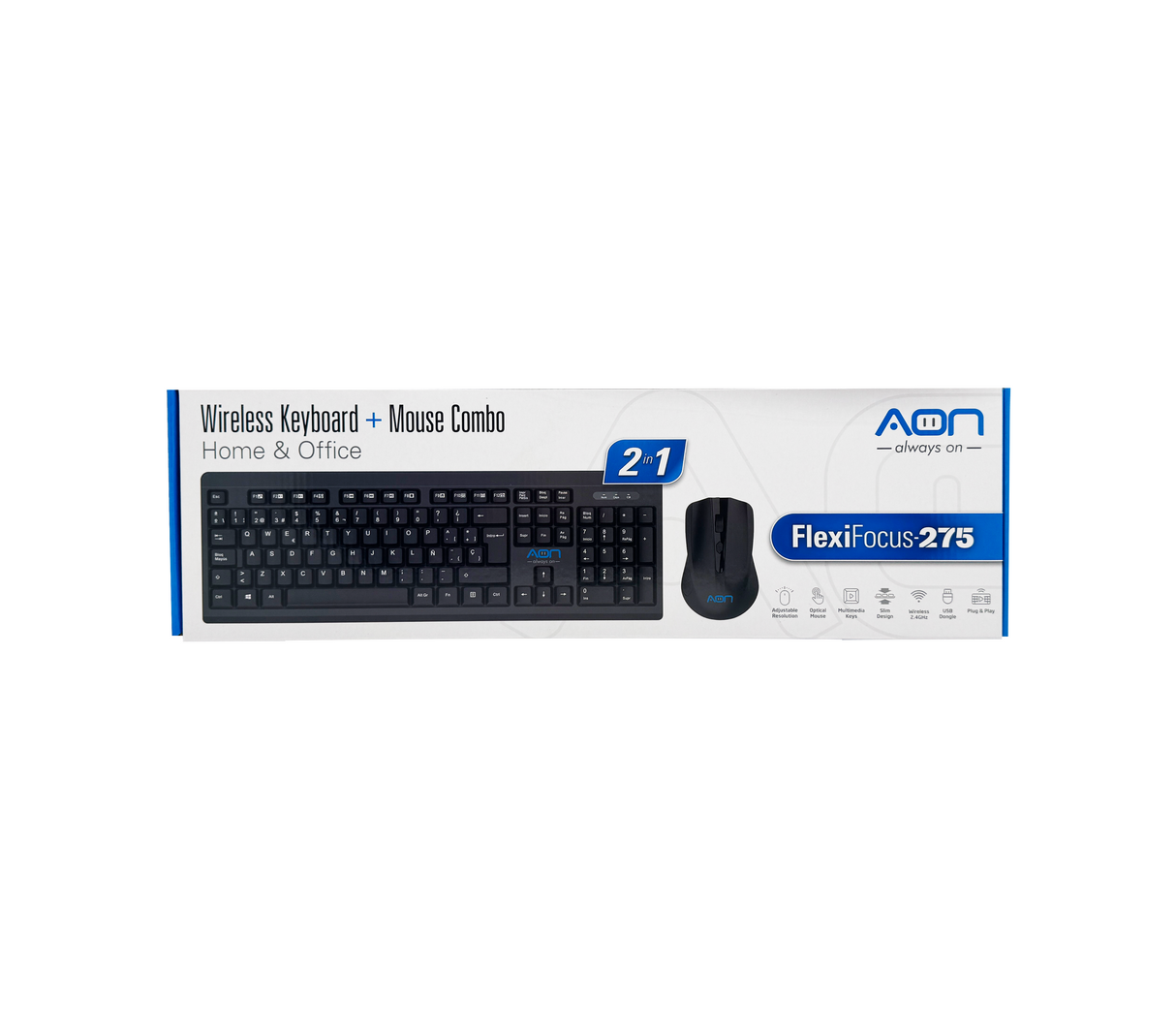 Combo Teclado + Mouse Inalámbrico Black Aon