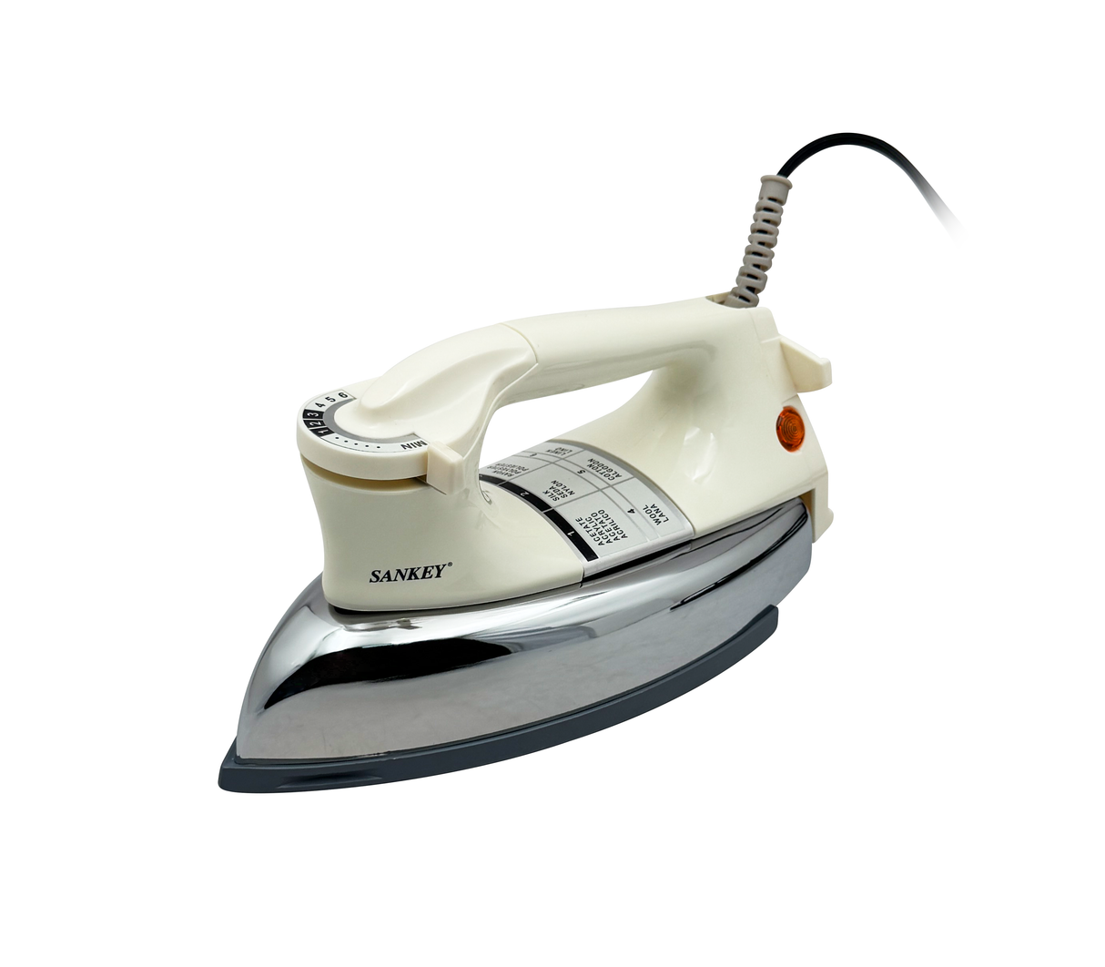 Plancha seca suela antiadherente 1000W blanca/acero inoxidable Sankey