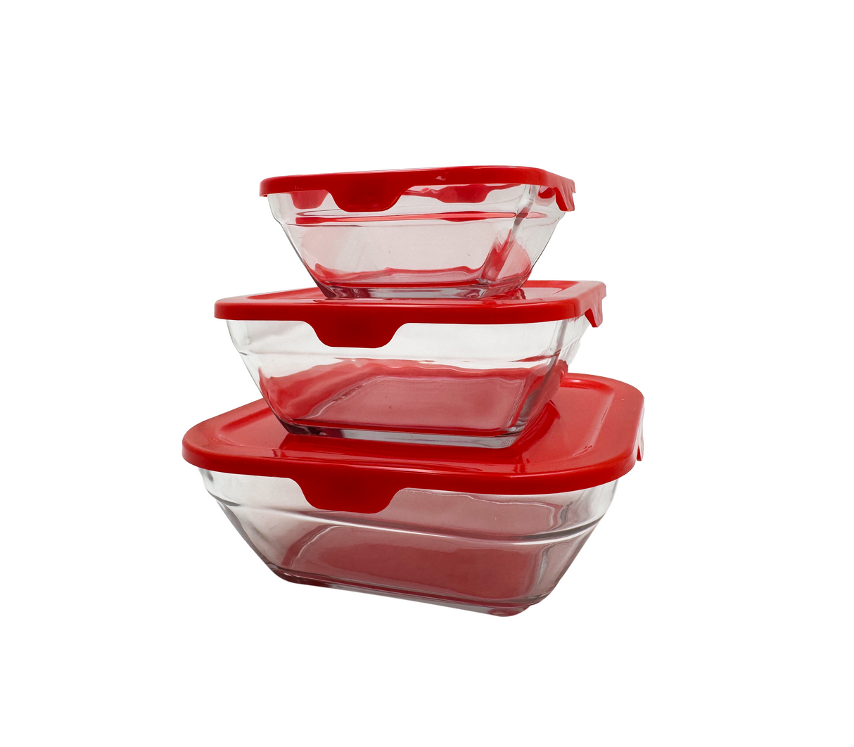 Set de 3 conservadores cuadrados con tapa Maxim