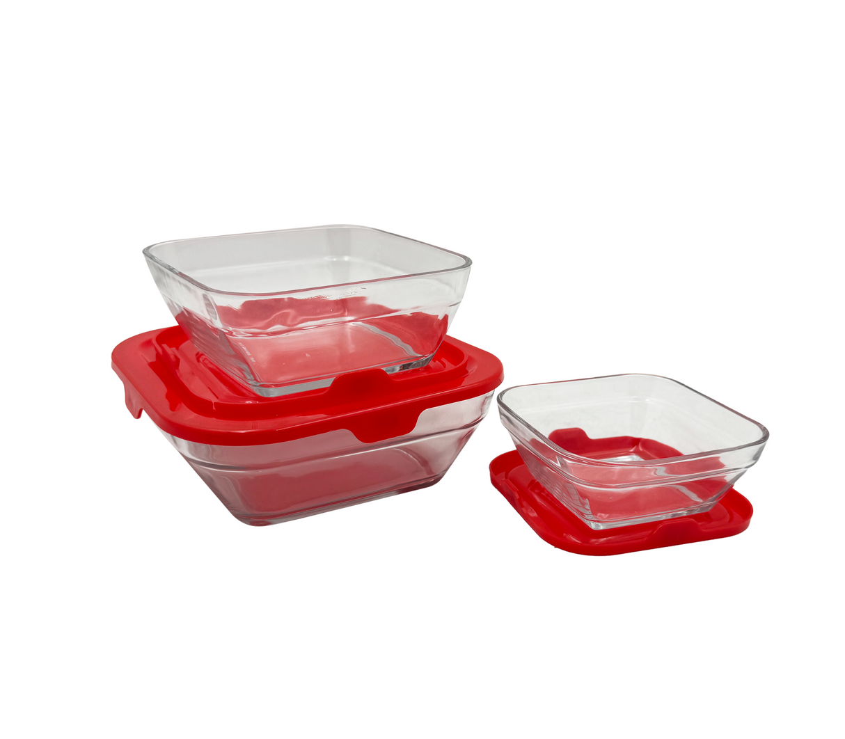 Set de 3 conservadores cuadrados con tapa Maxim