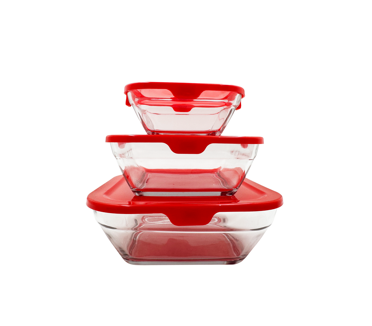 Set de 3 conservadores cuadrados con tapa Maxim