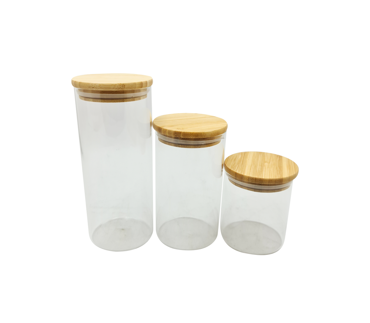 Set de 3 contenedores con base de madera Sujoya