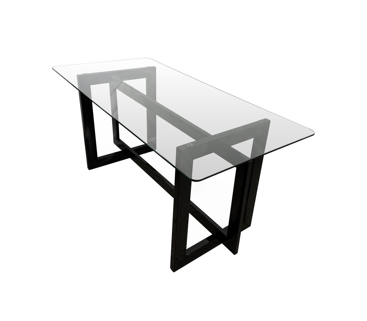 Comedor para 6 sillas base de metal negra con tope de vidrio 170x80 10mm Powerfik