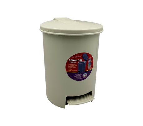 Papelera Pedalbin 12 litros redonda beige Alfa Hogar