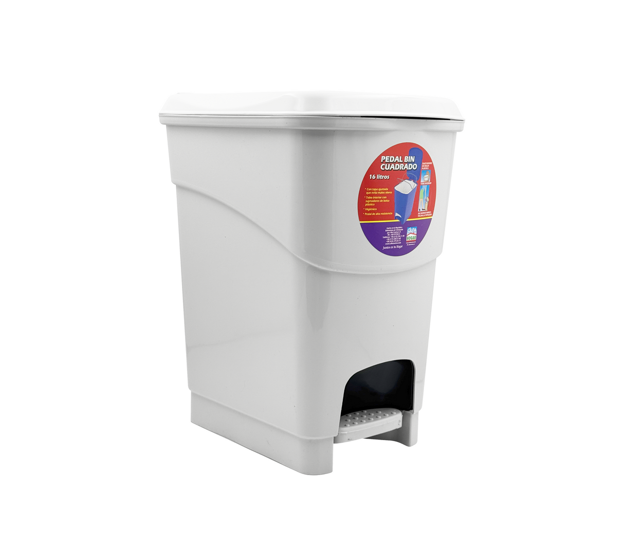 Papelera cuadrada Pedal Bin Alfa Hogar