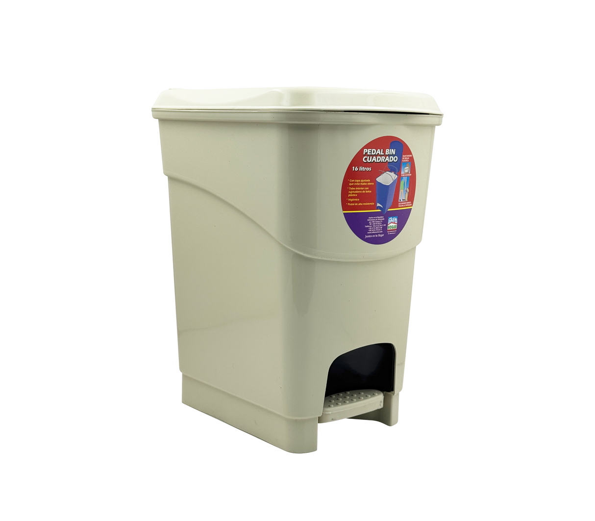 Papelera cuadrada Pedal Bin Alfa Hogar