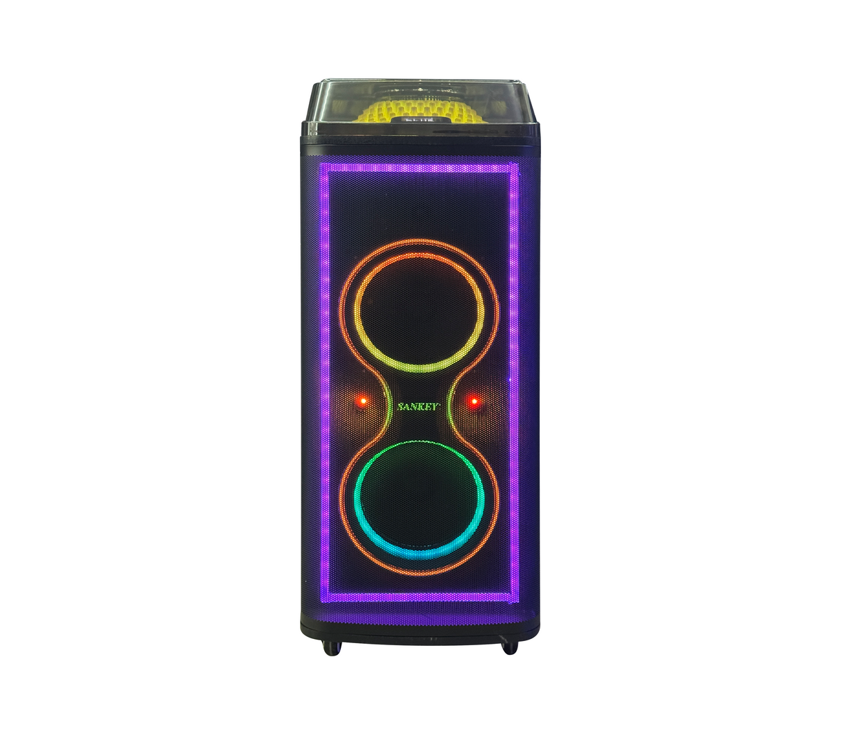 Corneta recar 8"x2 portátil karaoke/led/amplif. c/cont. 60W Sankey
