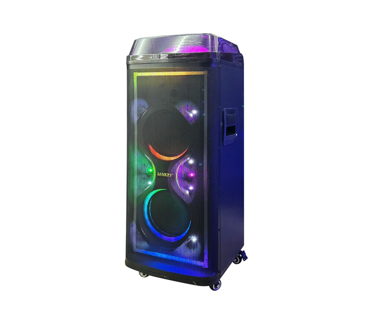 Corneta recargable 8" X 2 portátil karaoke LED amplificada 60W Sankey