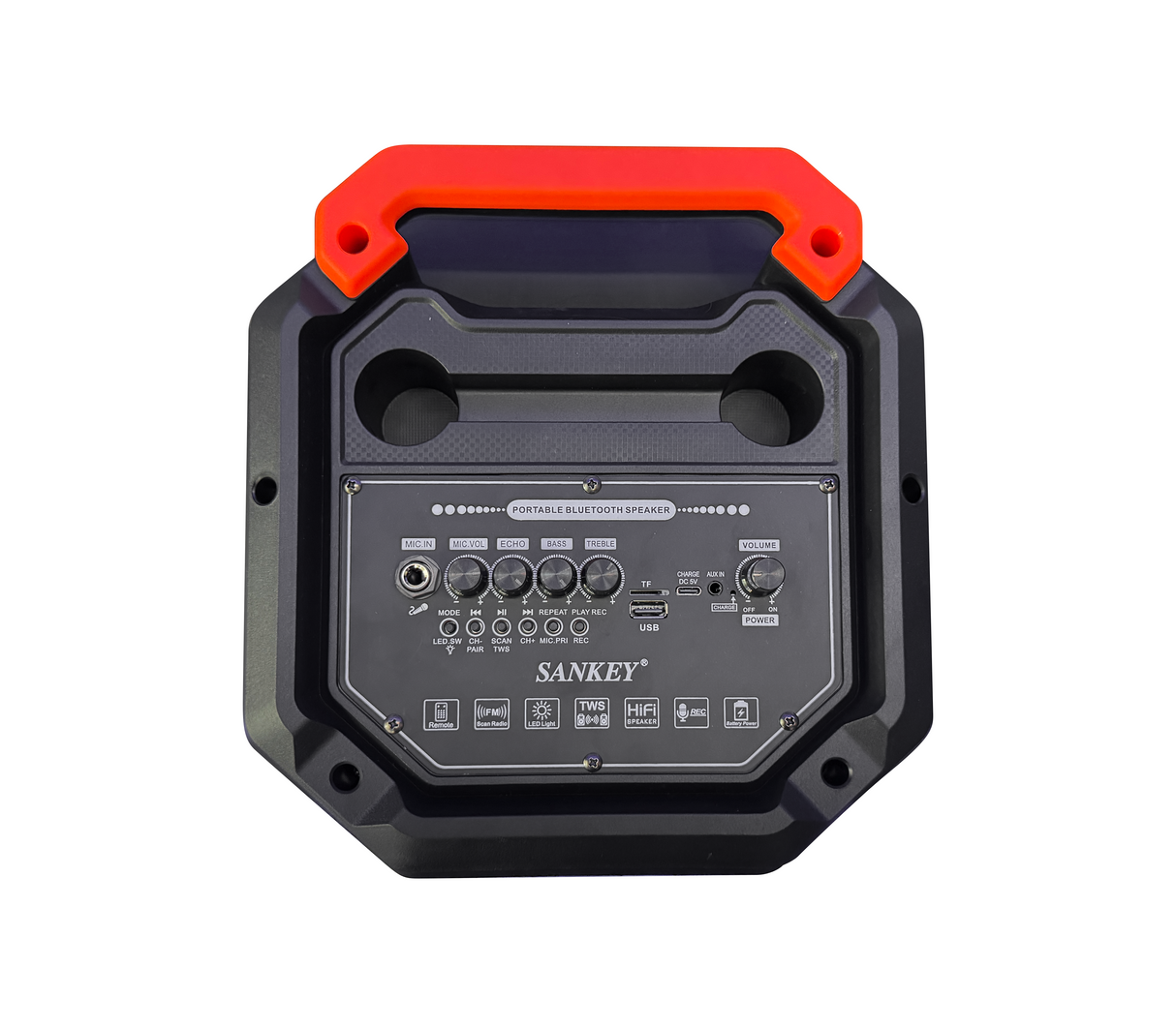 Corneta recar 8"x3 portátil karaoke/amplif. C/cont. Y mic. 20W Sankey