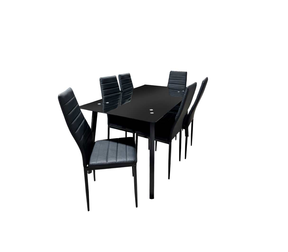 Comedor de 6 puestos con tope de vidrio base bipiel negro JSRI