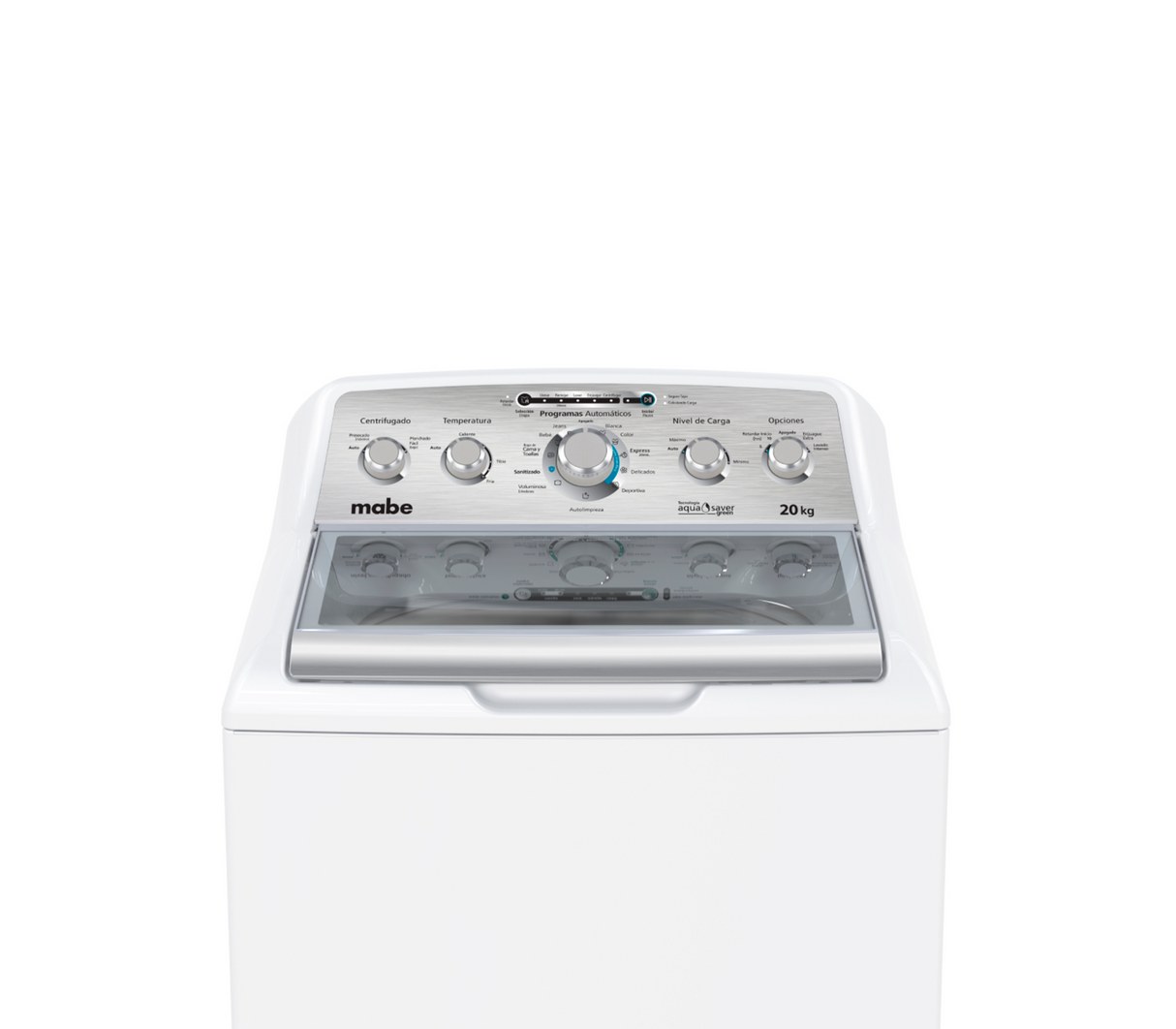 Lavadora automática 20 kg 5 perillas + botón LMA70215WBAB0 blanca Mabe