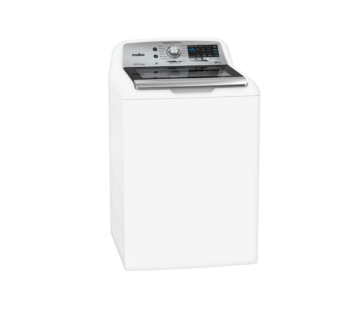 Lavadora automática 20 kg panel de perilla + display diamond gray Mabe