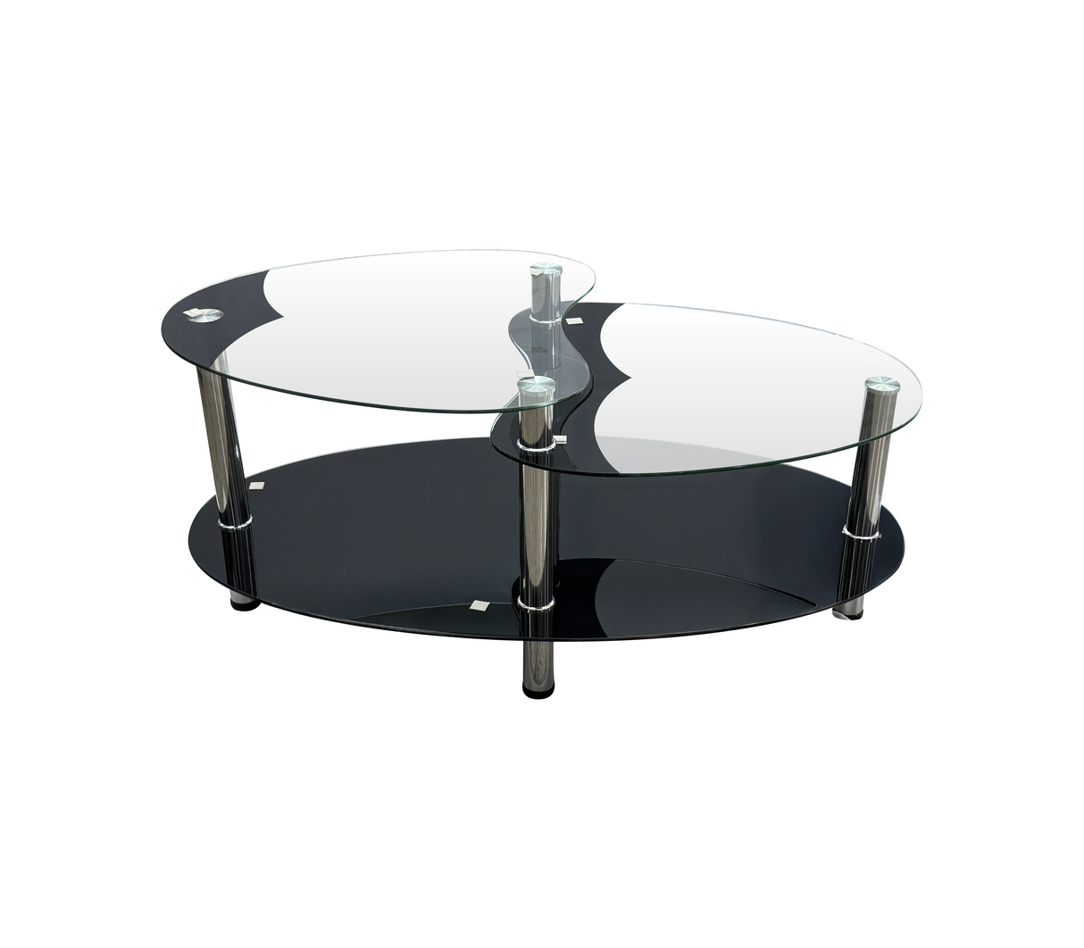 Mesa de centro negro/transparente diseño media luna JSRI