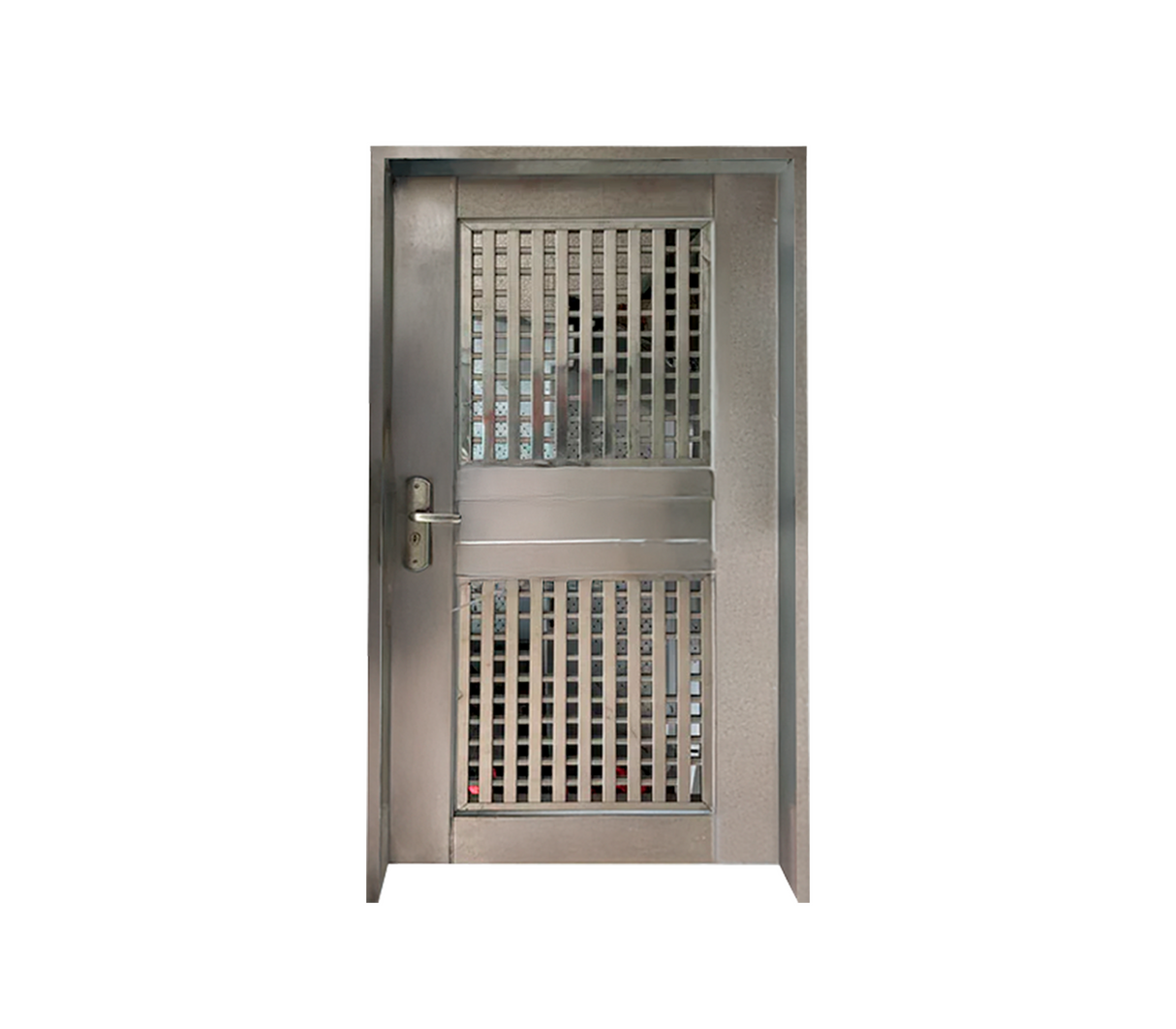 Puerta c/marco y cerradura 91x2,11cm acero Nero