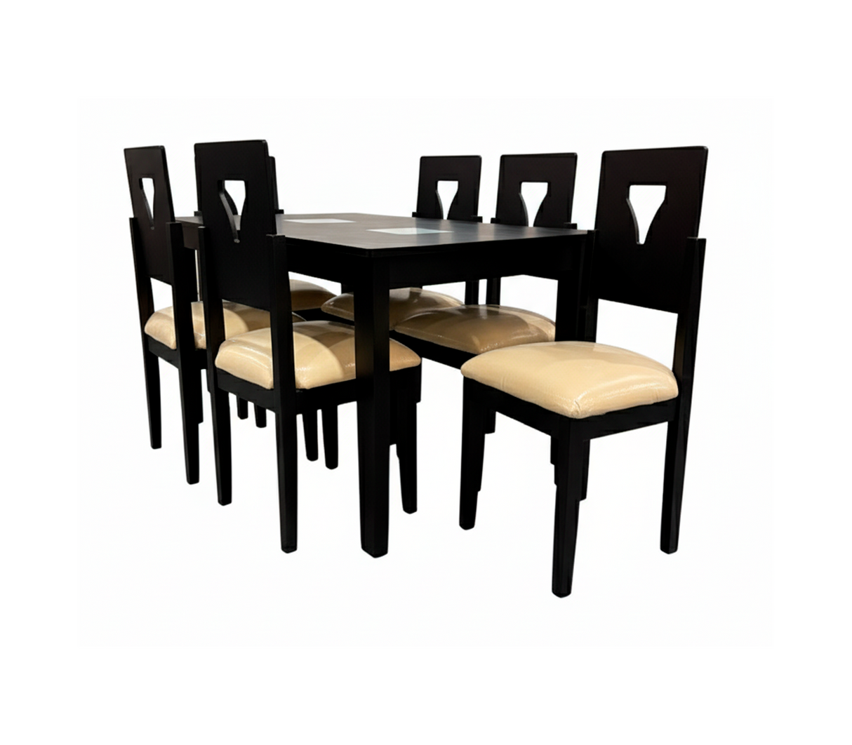 Comedor económico 6 sillas c/tope de madera negro c/diseño de vidrio Mercado Del Mueble