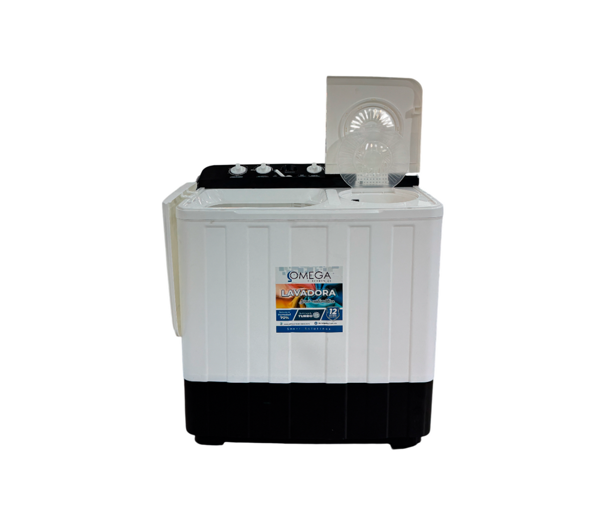 Lavadora 14kg doble tina c/tapa blanca/panel negro Omega Electronics