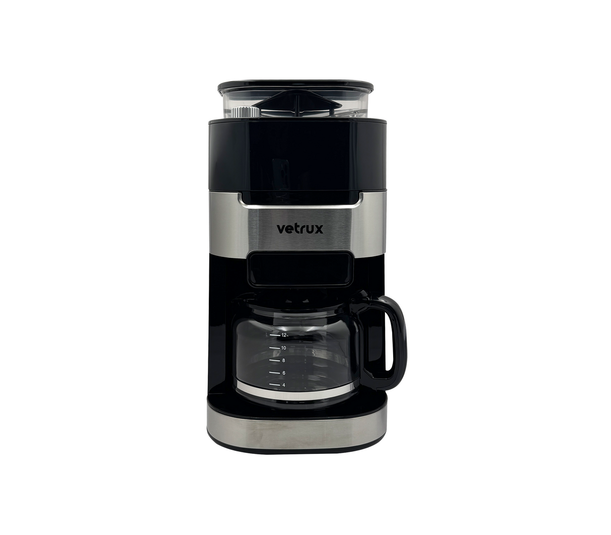 Cafetera con molino grindix negro/acero Vetrux