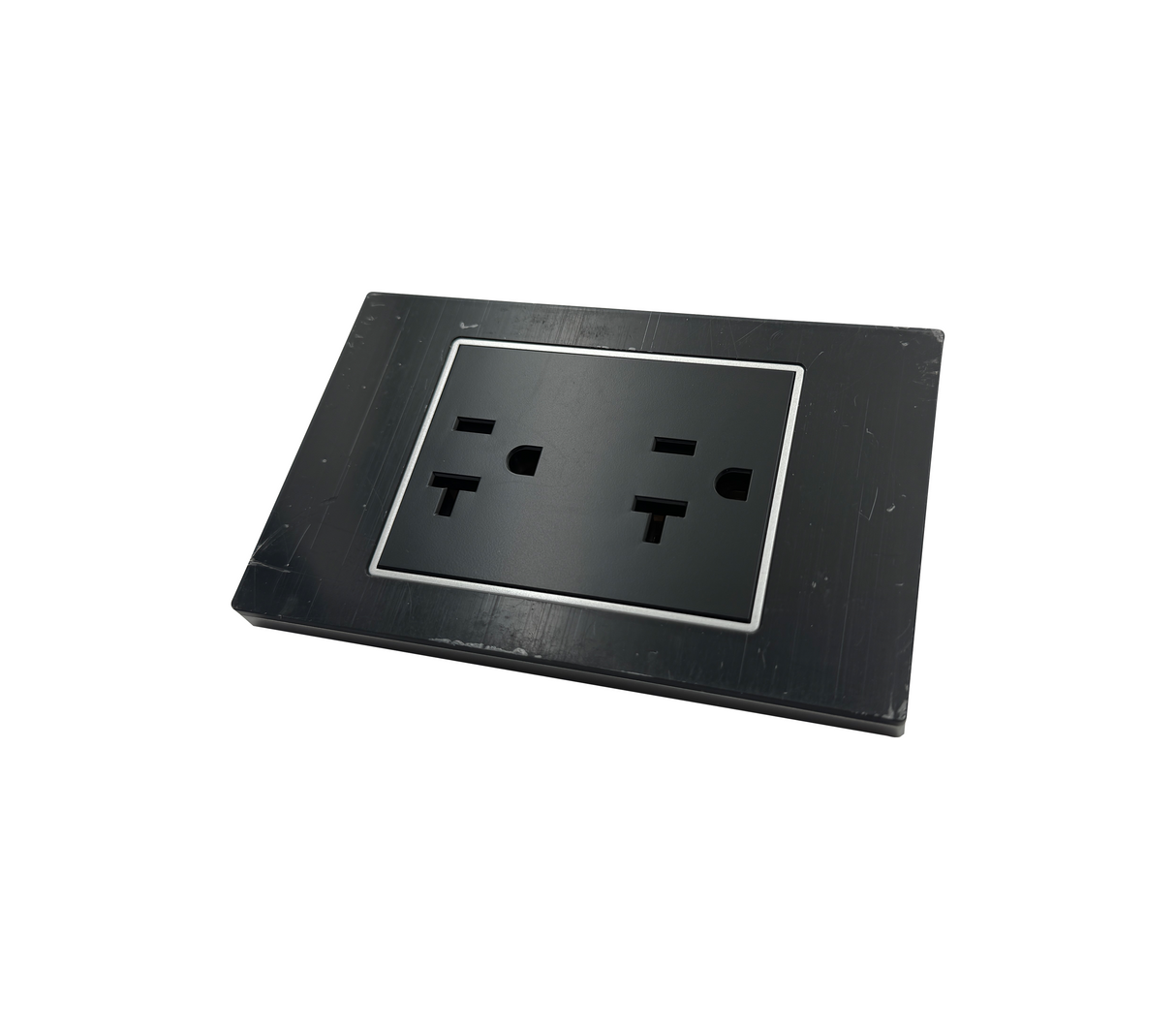 Toma doble élite p/empotrar negro Lumistar