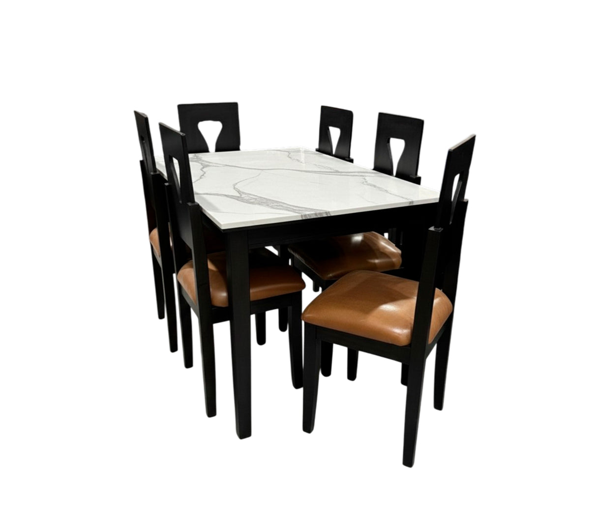 Comedor económico 6 sillas c/tope pvc marmolizado claro Mercado del mueble