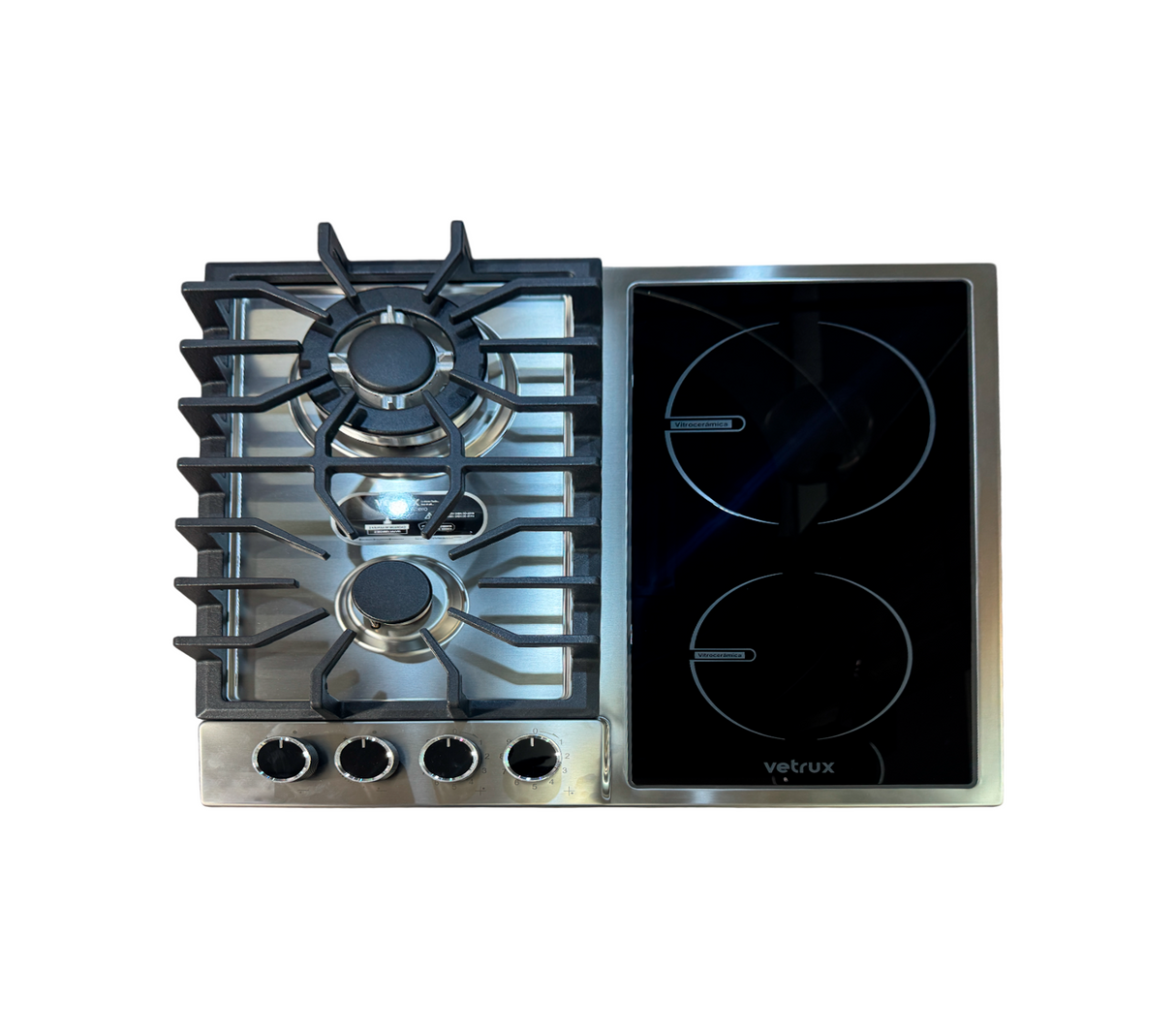 Tope de cocina dual gas/elect 4h 60cm (24") acero Flexi Vetrux