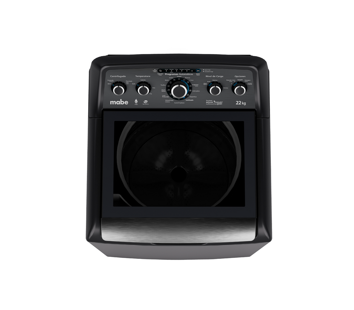 Lavadora automática 22 kg 5 perillas + botón Infusor Aqua Diamond Gray Mabe