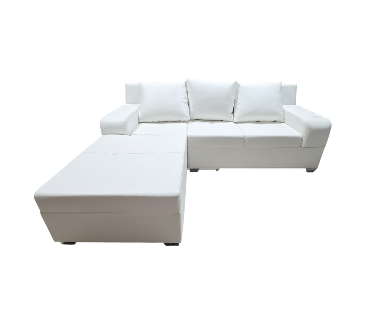 Juego de recibo modular tipo L Vigo 3 puestos + Chaiselongue Bipiel Okalia.