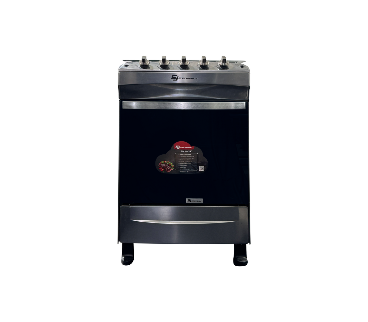 Cocina a gas 24" de piso 4 hornillas horno acero SJ-24-1A4H Sj Electronics
