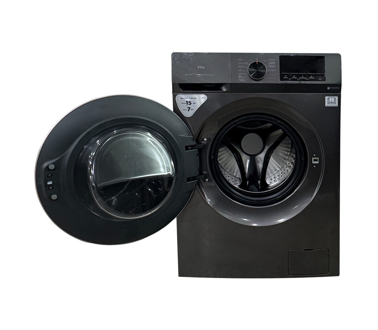 Lavadora secadora carga frontal inverter 220V 15kg gris TCL