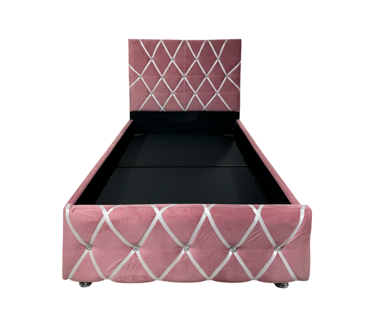 Box Spring Individual C/Copete Decorativo Tela Gamuza Fabricadora Man