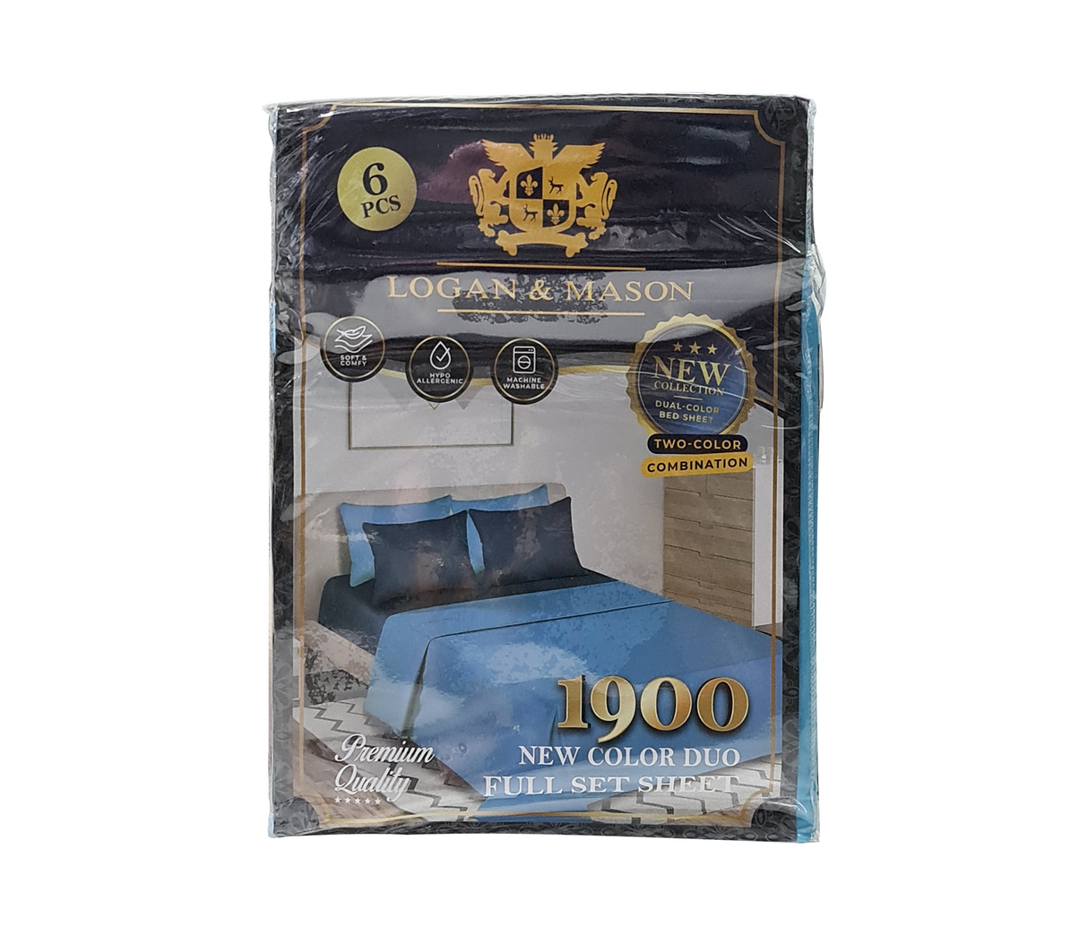 Juego de sábana matrimonial 6pcs 1900 Logan & Mason